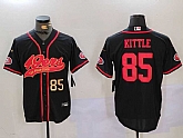 Men's San Francisco 49ers #85 George Kittle Black With Patch Cool Base Stitched Baseball Jersey,baseball caps,new era cap wholesale,wholesale hats